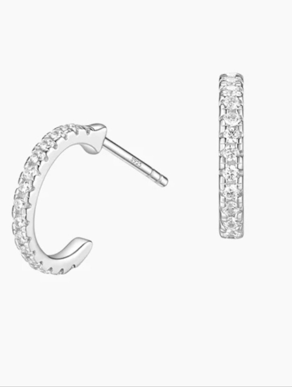 Sterling Silver Stud Huggie Hoop Earrings